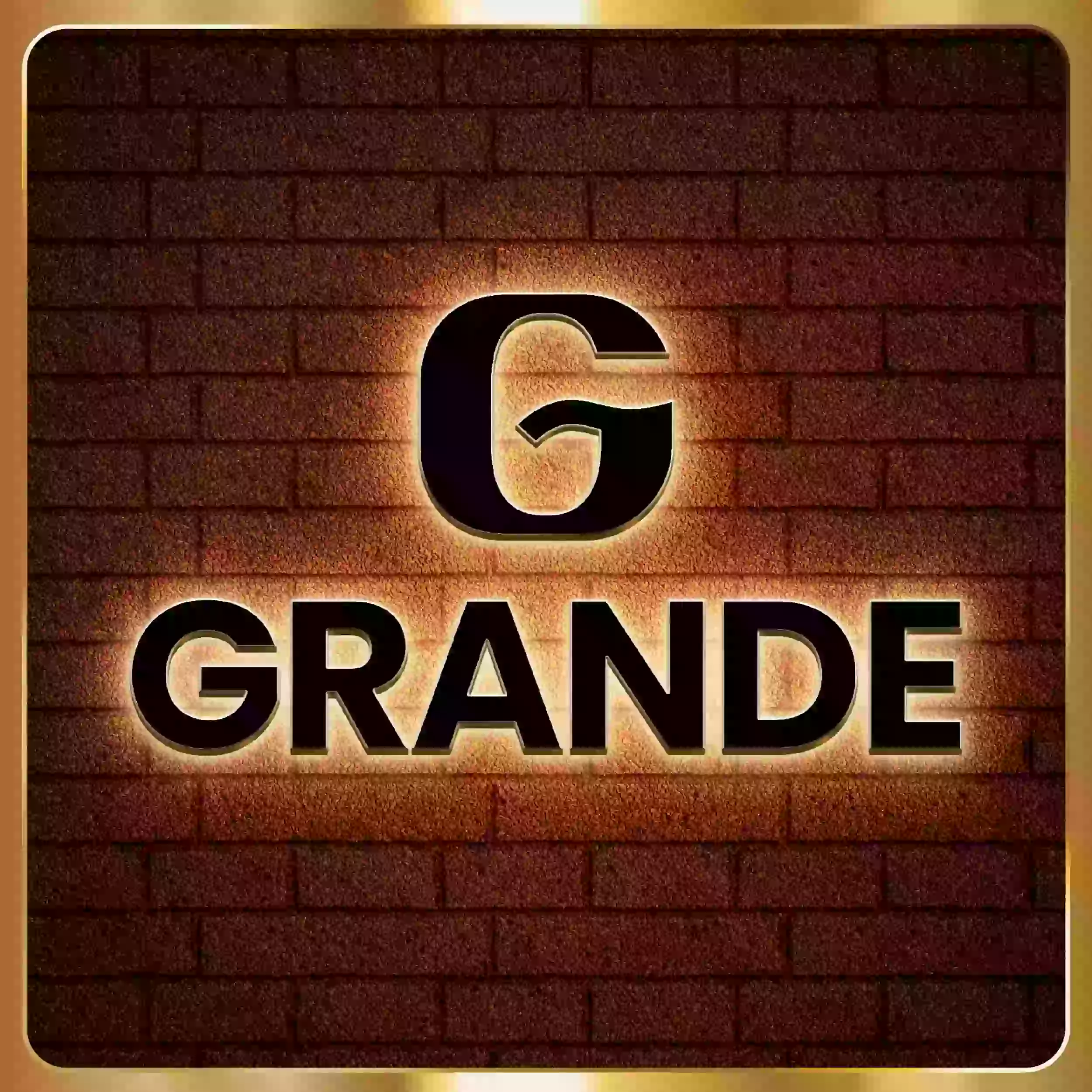 led sign with gold lettering on a black background.